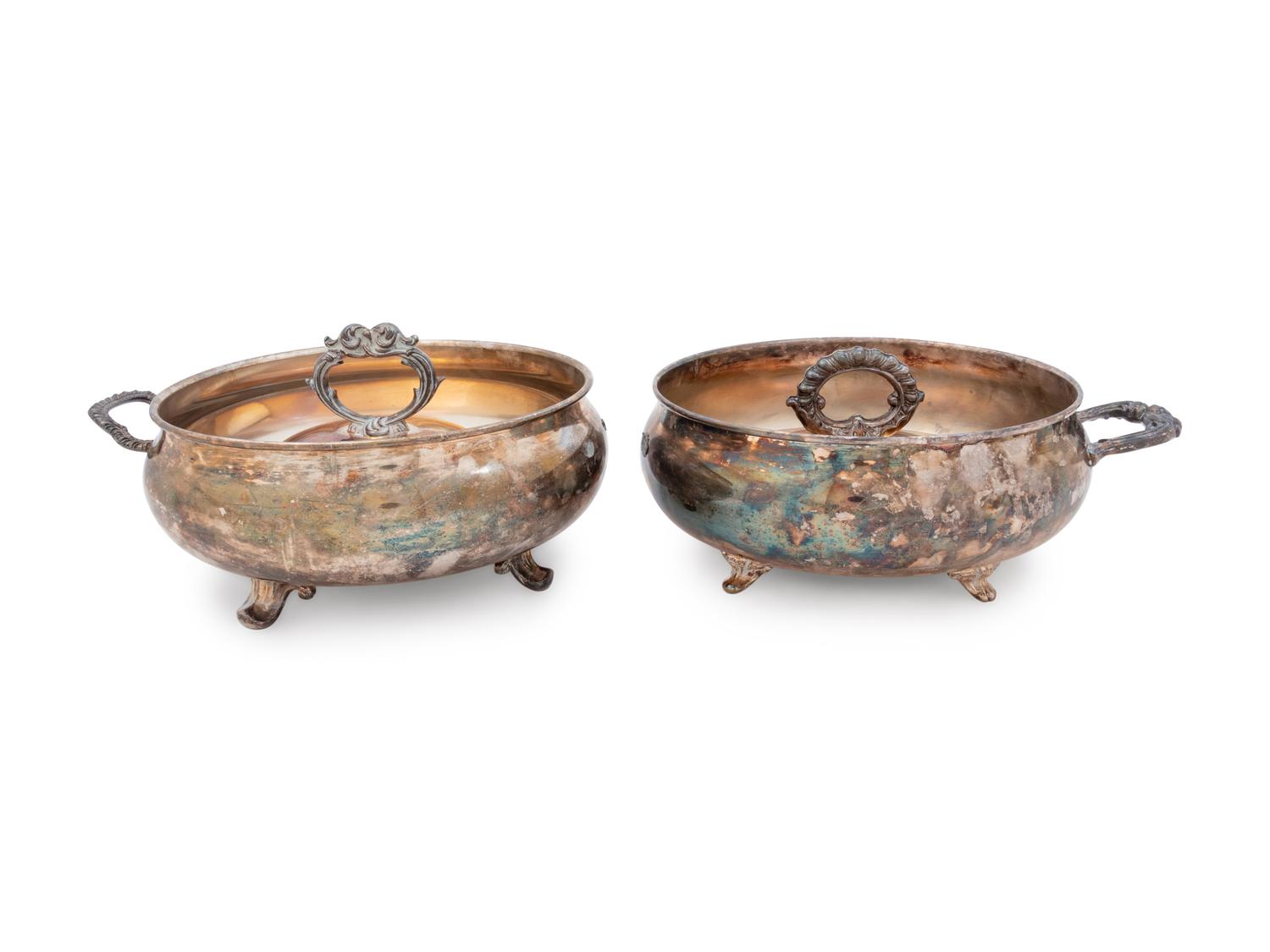 A Pair of American Silver-Plate Covered Serving Dishes
