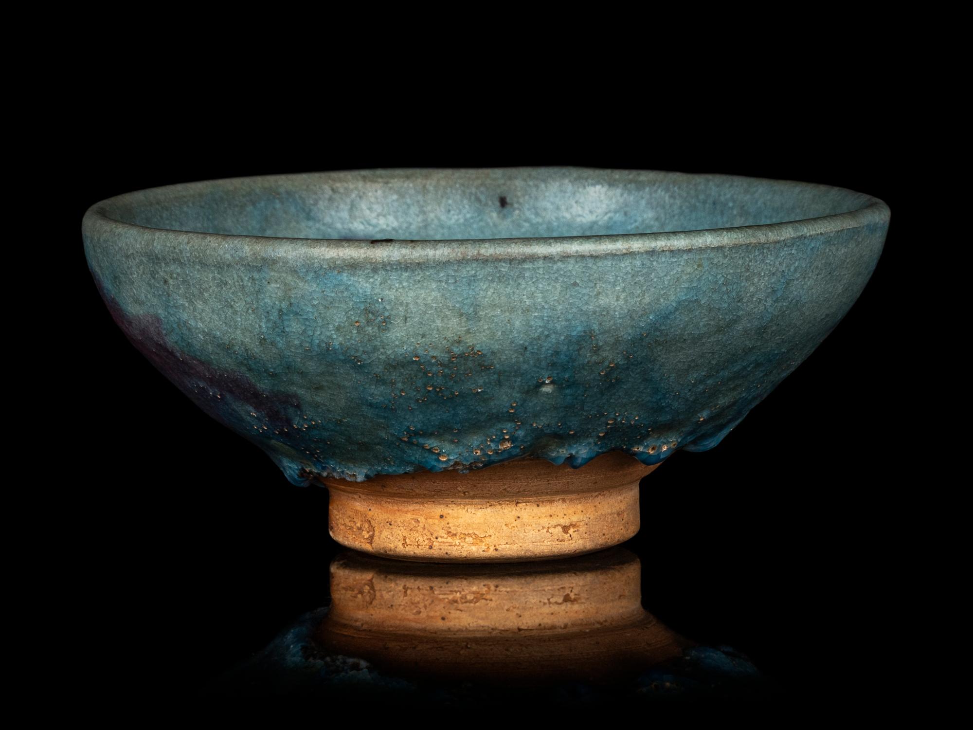 A Large Chinese Junyao Purple Splashed Blue Glazed Stoneware Bowl