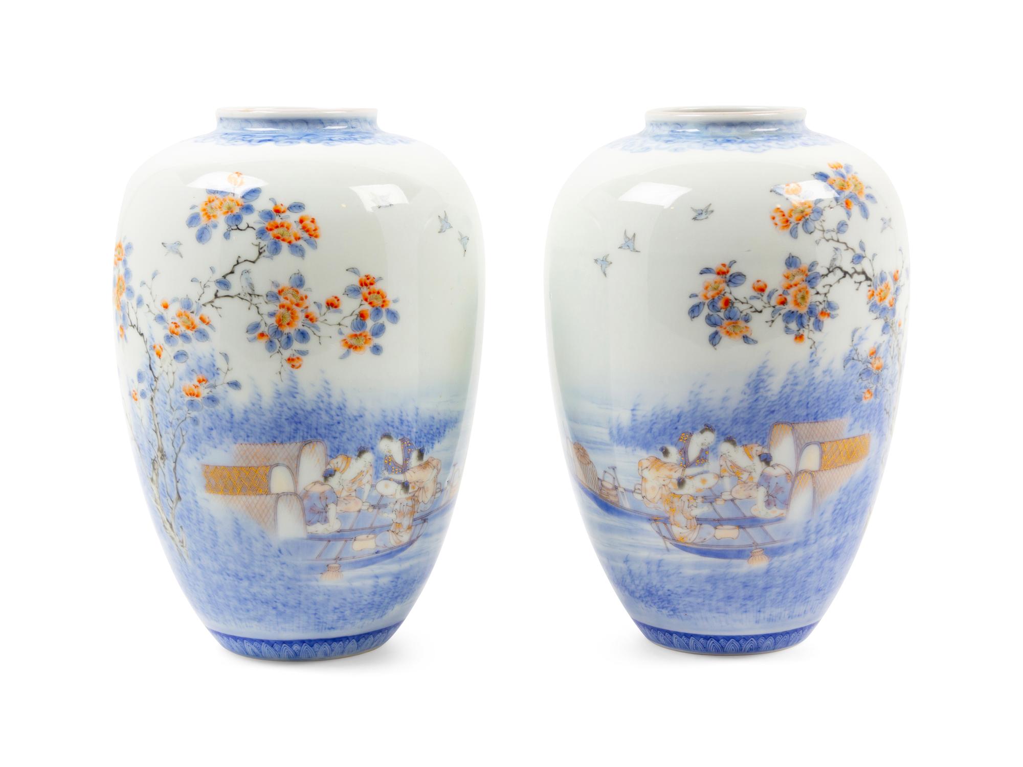 A Pair of Japanese Kakiemon Porcelain Jars