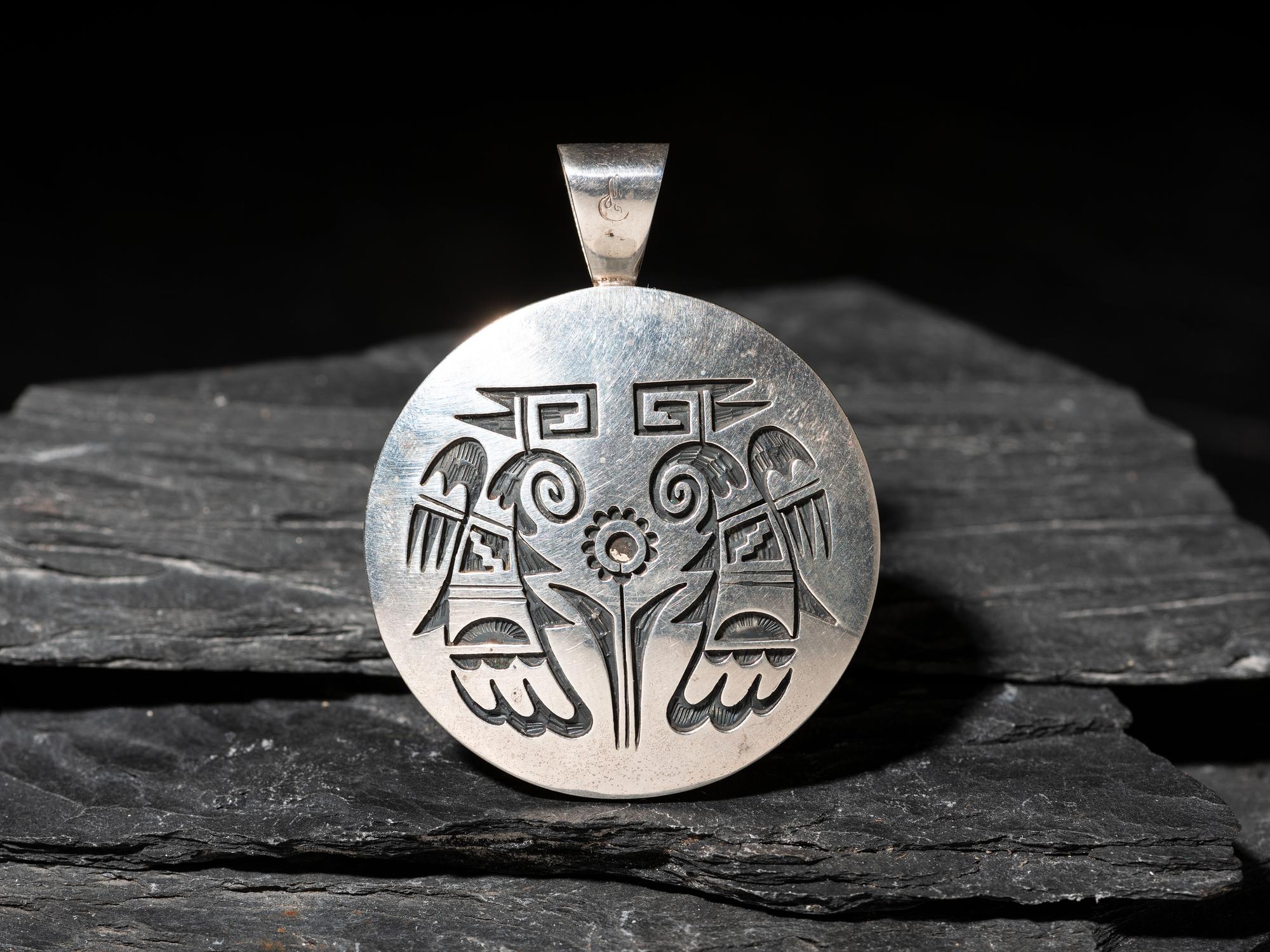 Silver Overlay Pendant and Belt Buckle
