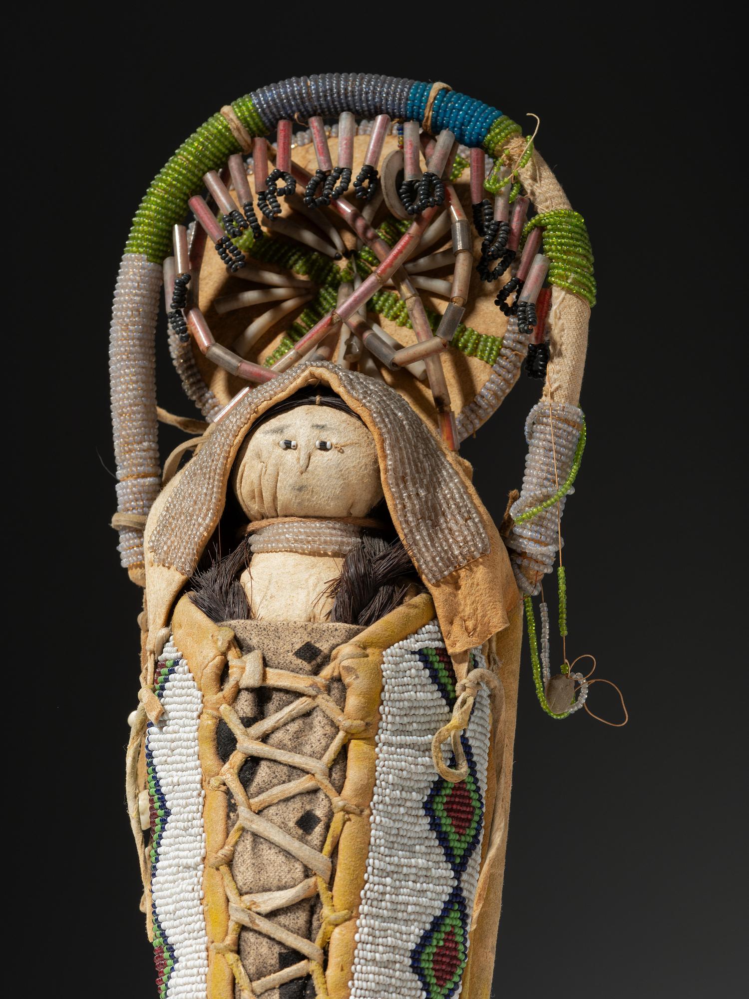 Umatilla Beaded Hide Doll Cradle