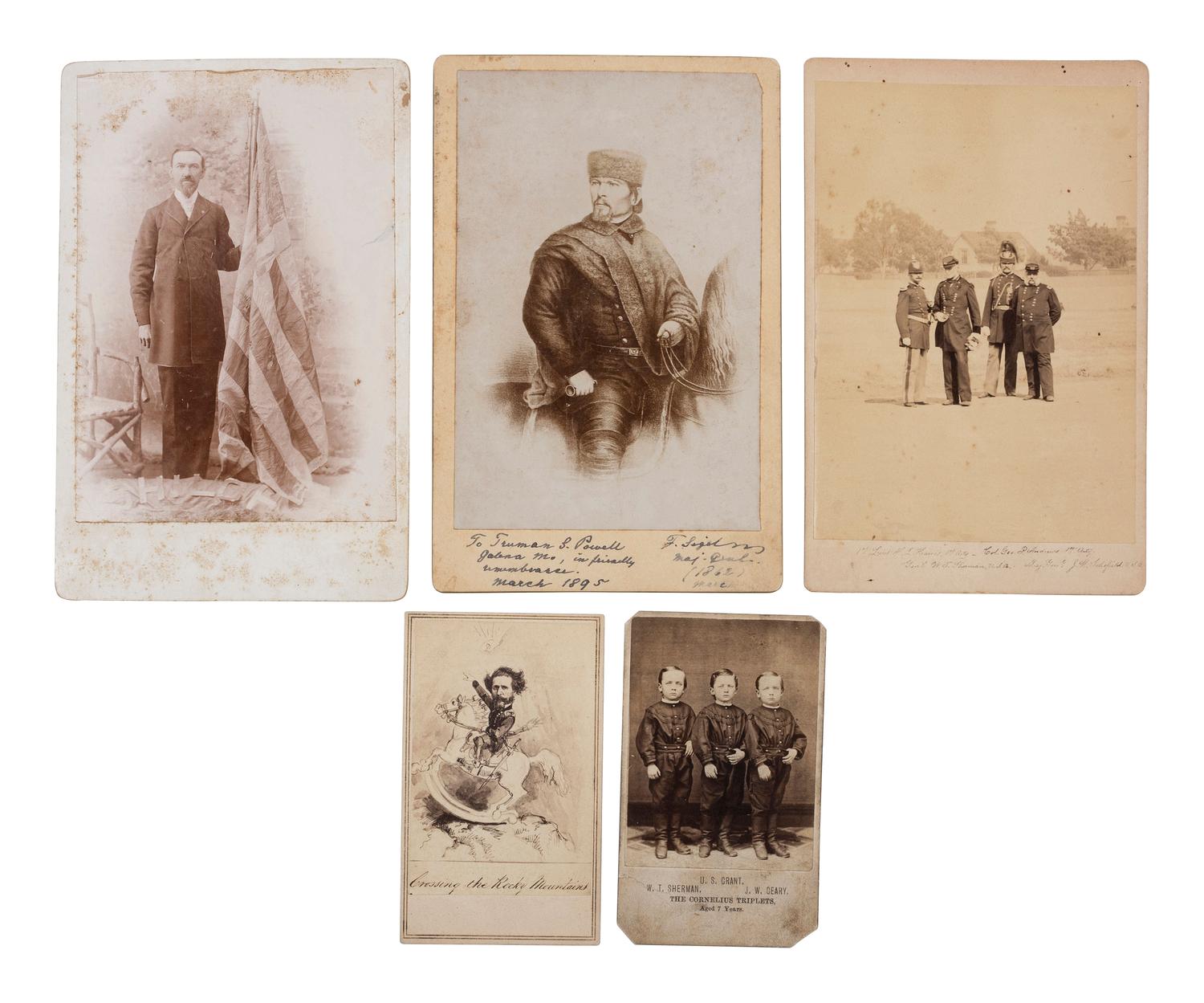 [CIVIL WAR]. A group of 5 photographs, highlighted by signed cabinet card of Major General Franz Sigel.