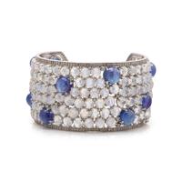 TANZANITE, MOONSTONE AND DIAMOND CUFF BRACELET