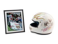 An Exceptionally Rare Walter Payton Race Used Signed Custom Auto Racing Helmet