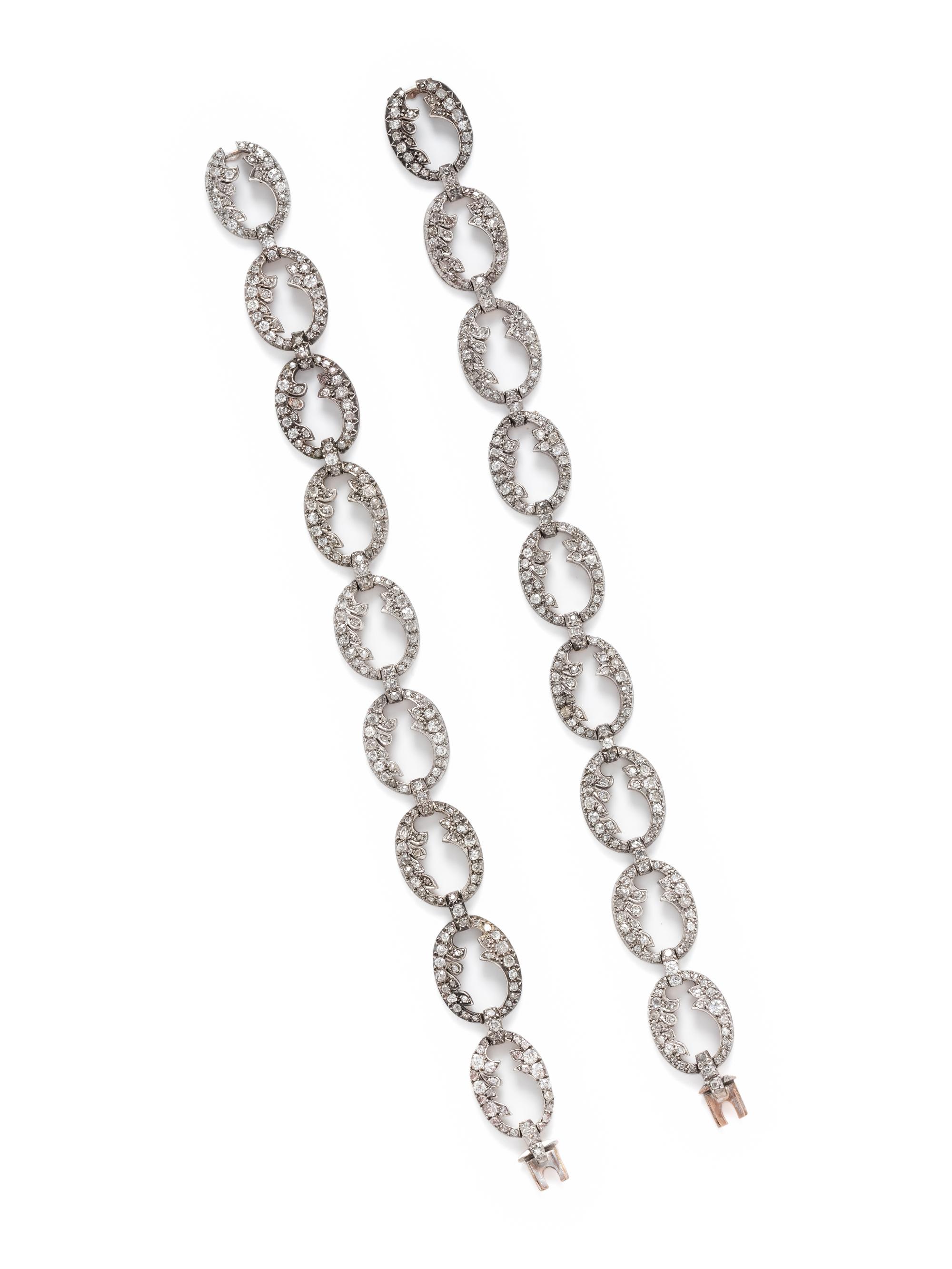 ANTIQUE, CONVERTIBLE DIAMOND NECKLACE/BRACELET SET