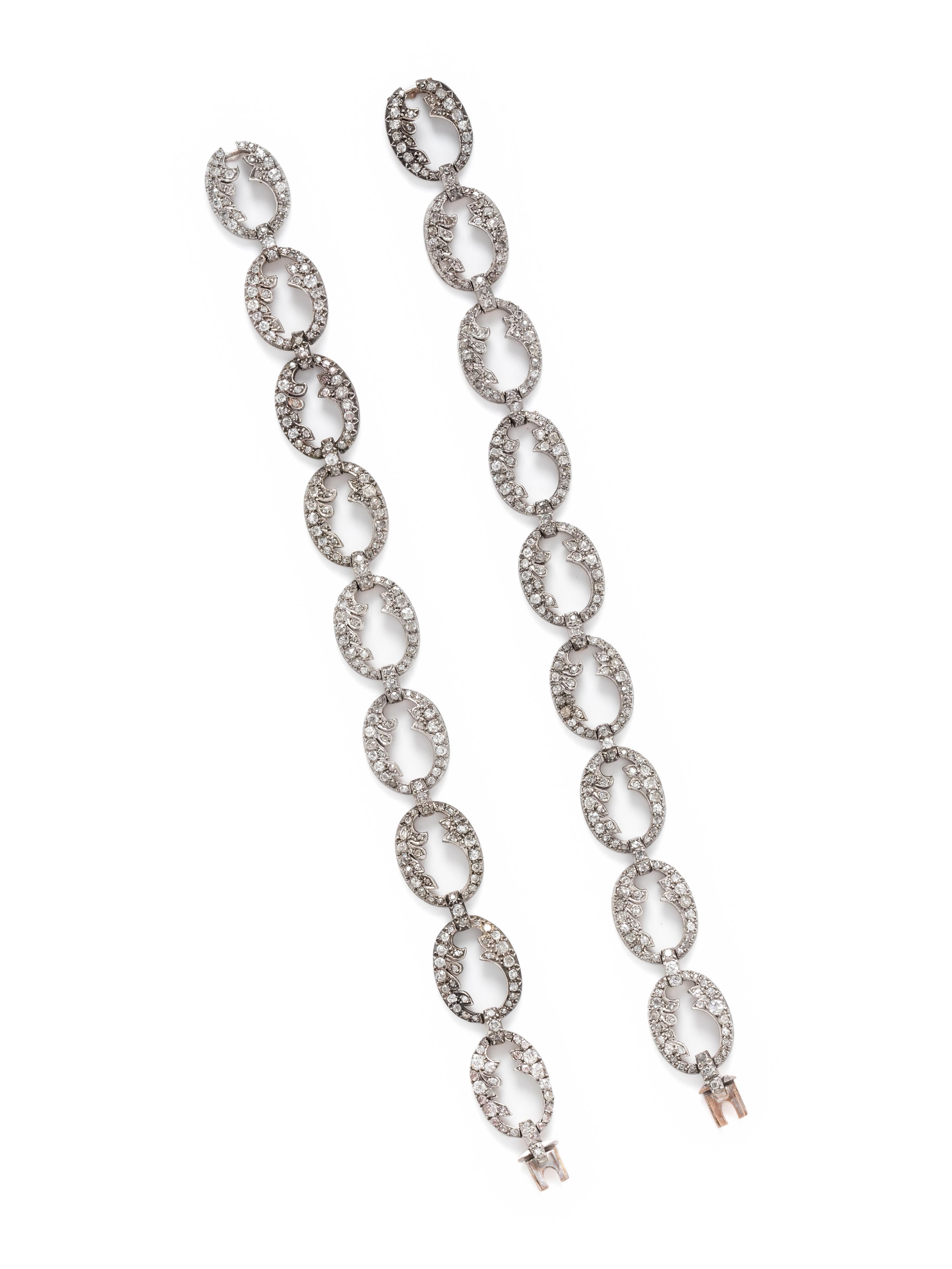 ANTIQUE, CONVERTIBLE DIAMOND NECKLACE/BRACELET SET