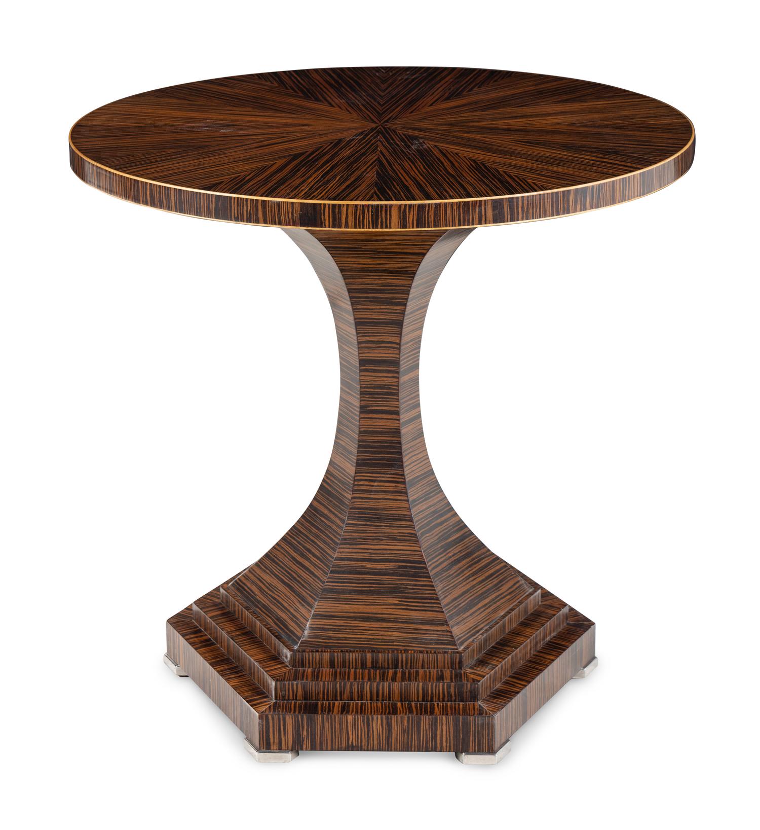 A Vanucci Theodore Alexander Macassar Ebony and Chrome Center Table