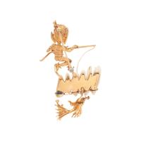 RUSER, YELLOW GOLD AND FRESHWATER CULTURED PEARL BROOCH