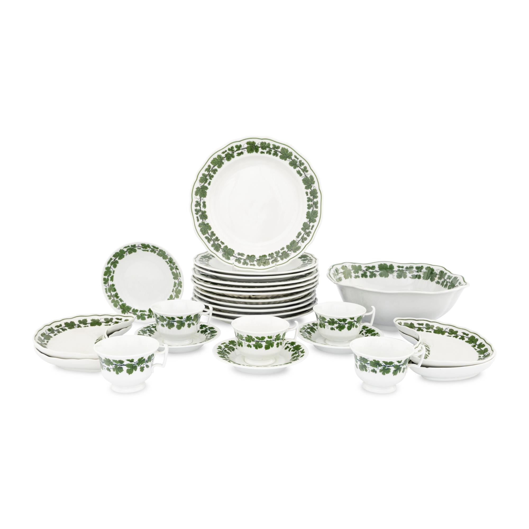 A Meissen Porcelain Green Vine Dinner Service