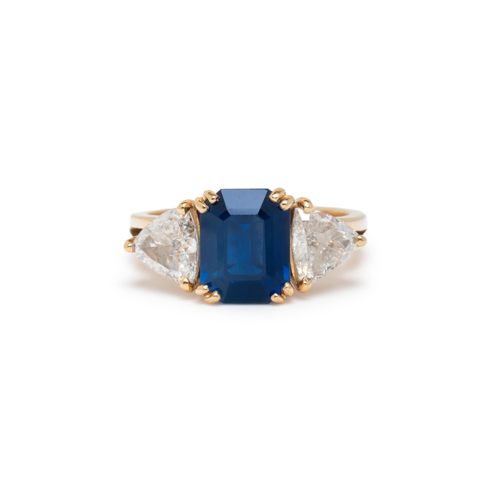 FRENCH, SAPPHIRE AND DIAMOND RING