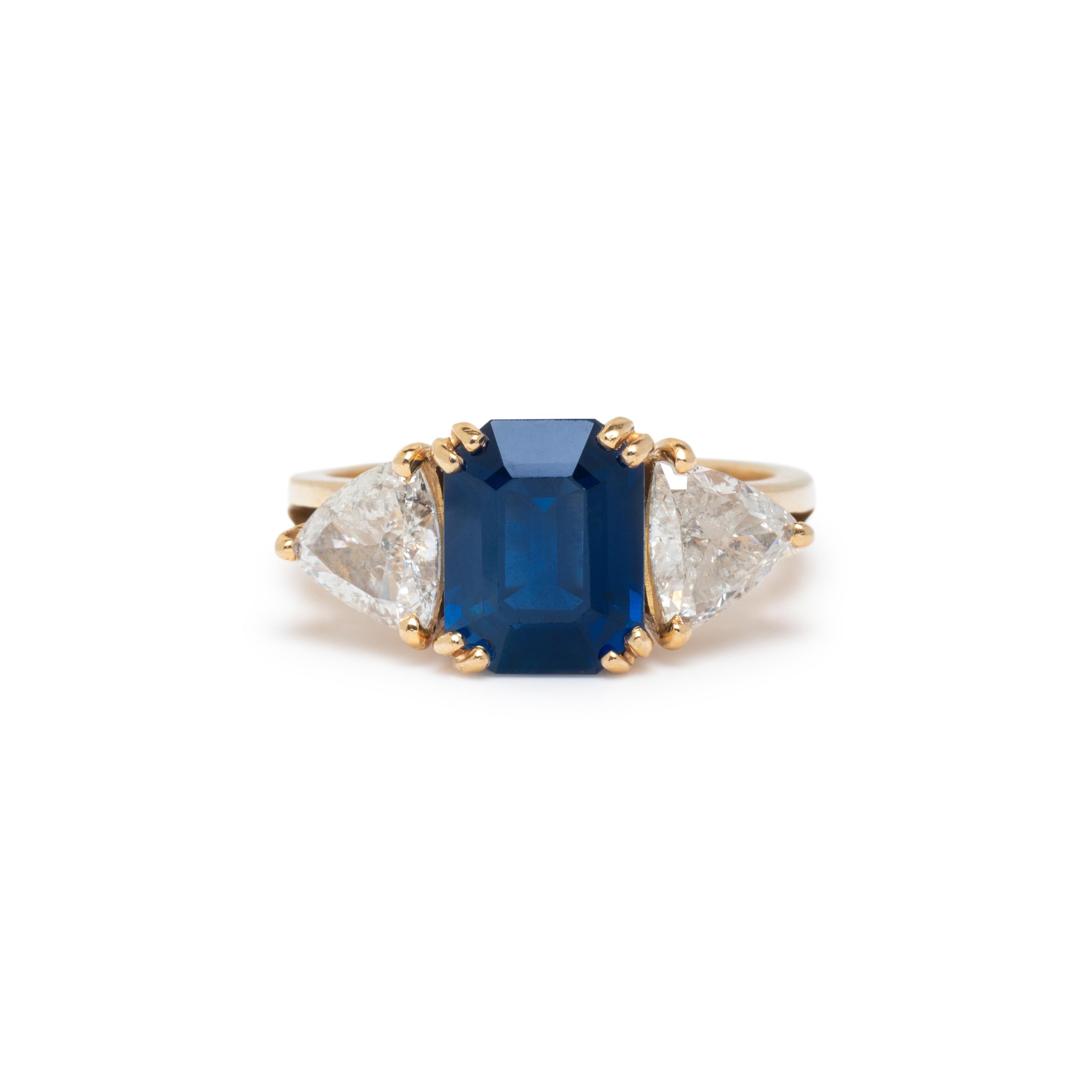 FRENCH, SAPPHIRE AND DIAMOND RING
