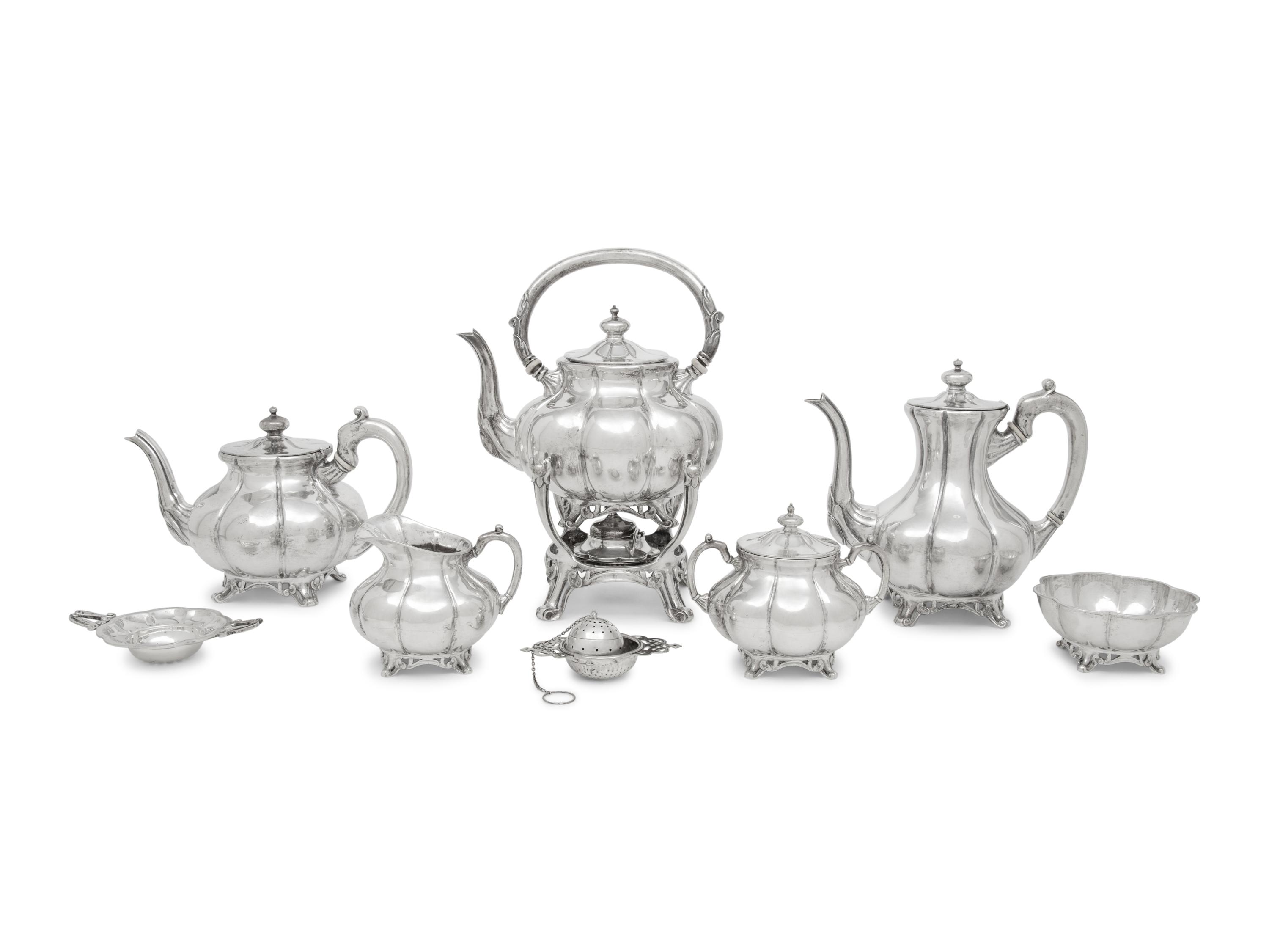 A Sanborns Silver Eight-Piece Tea and Coffee Service