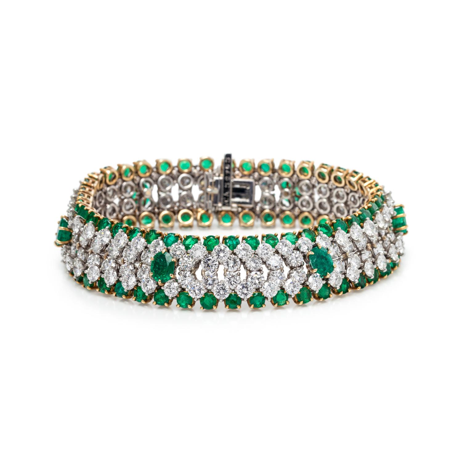 VAN CLEEF & ARPELS, EMERALD AND DIAMOND BRACELET