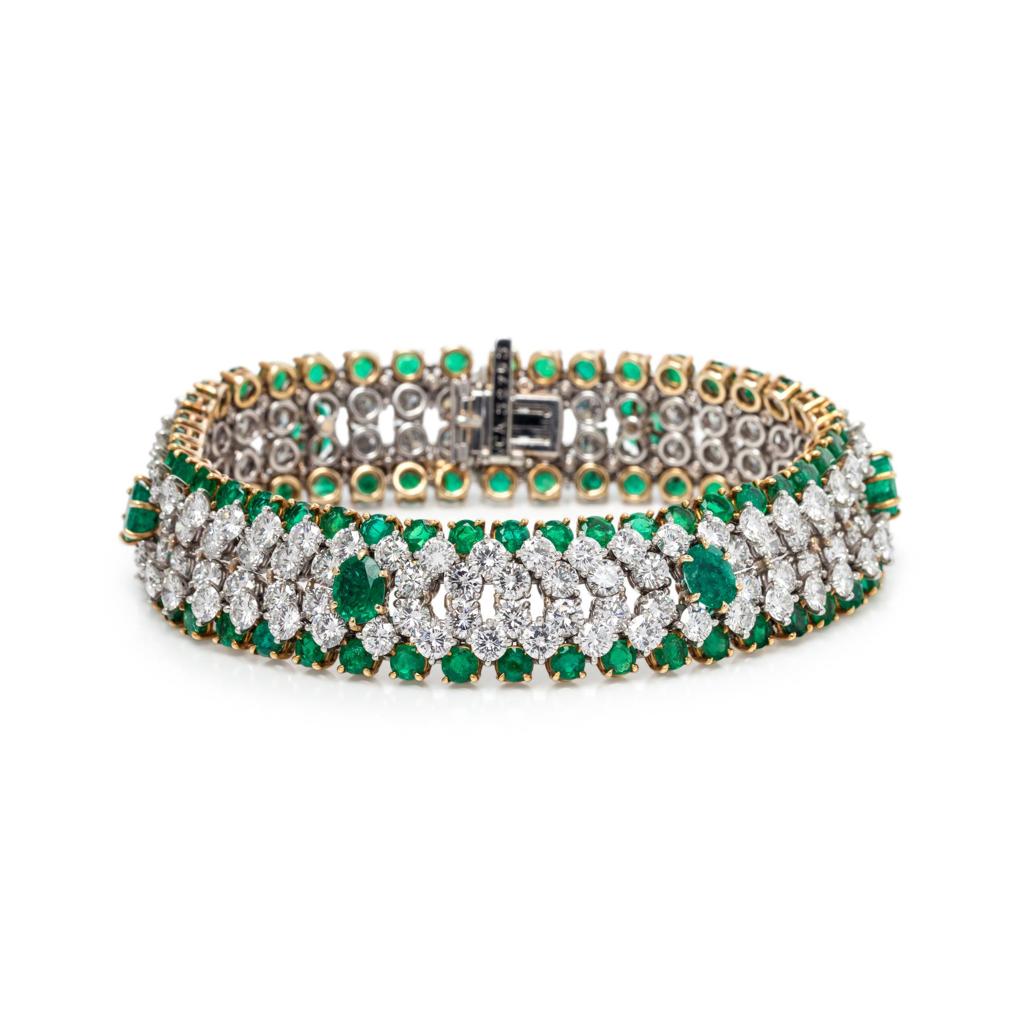 VAN CLEEF & ARPELS, EMERALD AND DIAMOND BRACELET