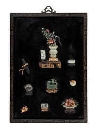 A Pair of Chinese Embellished Black Lacquered Wall Panels