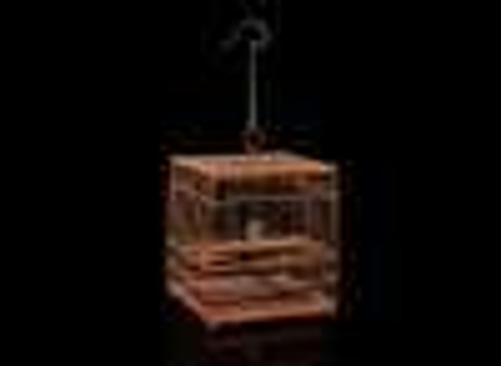 A finely executed Chinese bamboo birdcage and gold-splashed bronze hanger 精巧鳥籠及灑金銅鉤