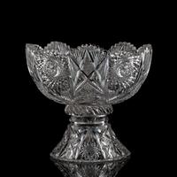 A Brilliant-Period Cut Glass Punch Bowl and Stand