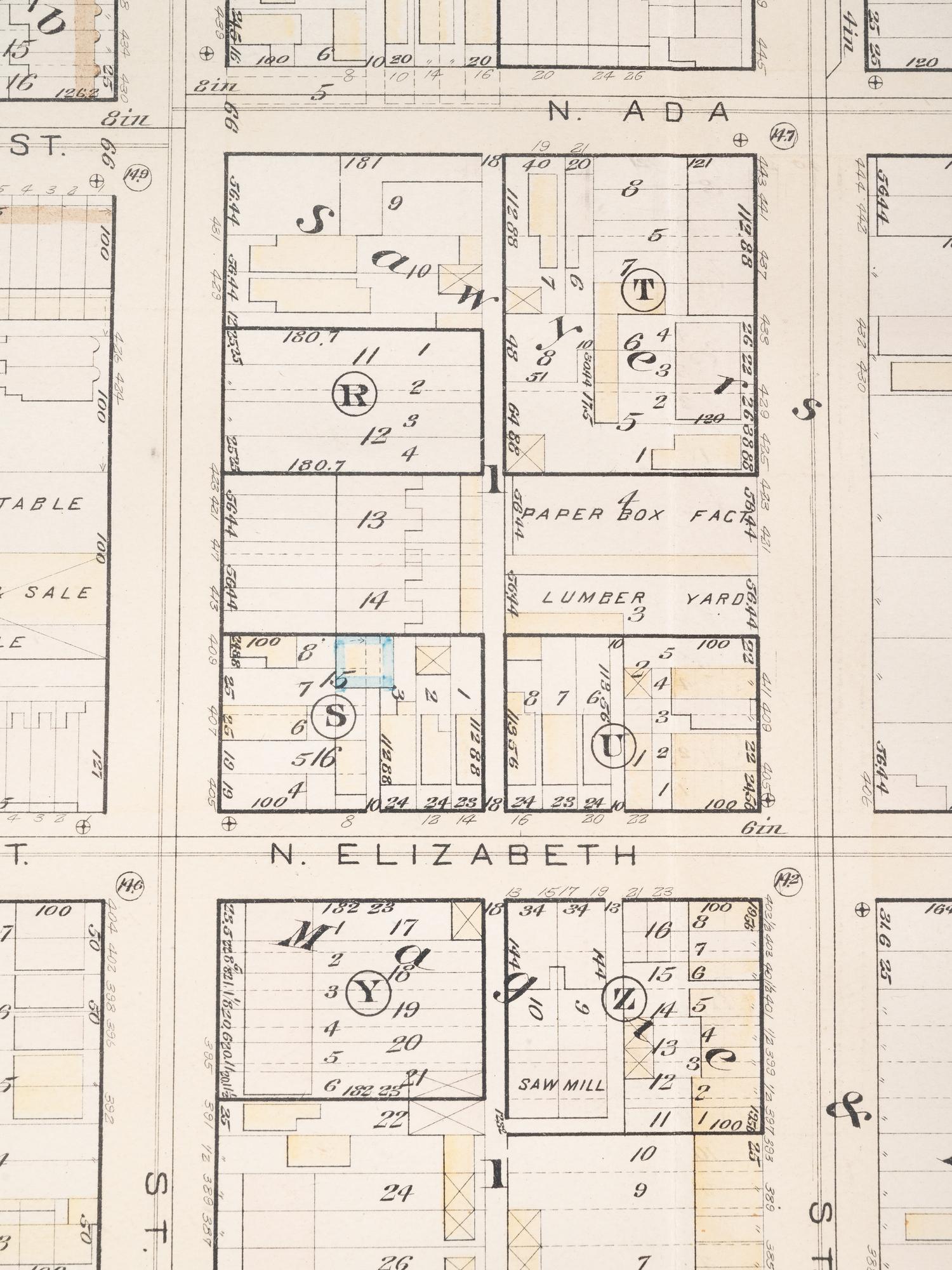 A group of 5 maps of Chicago streets, comprising: