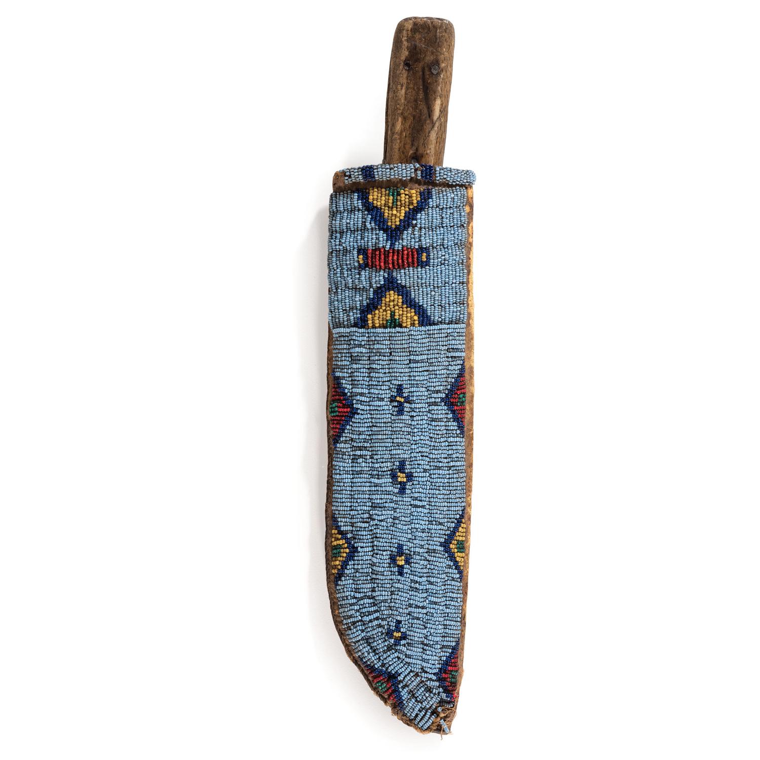 Sioux Beaded Hide Knife Sheath, with Knife