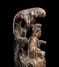 A Chinese Carved Wood Figure of Guanyin