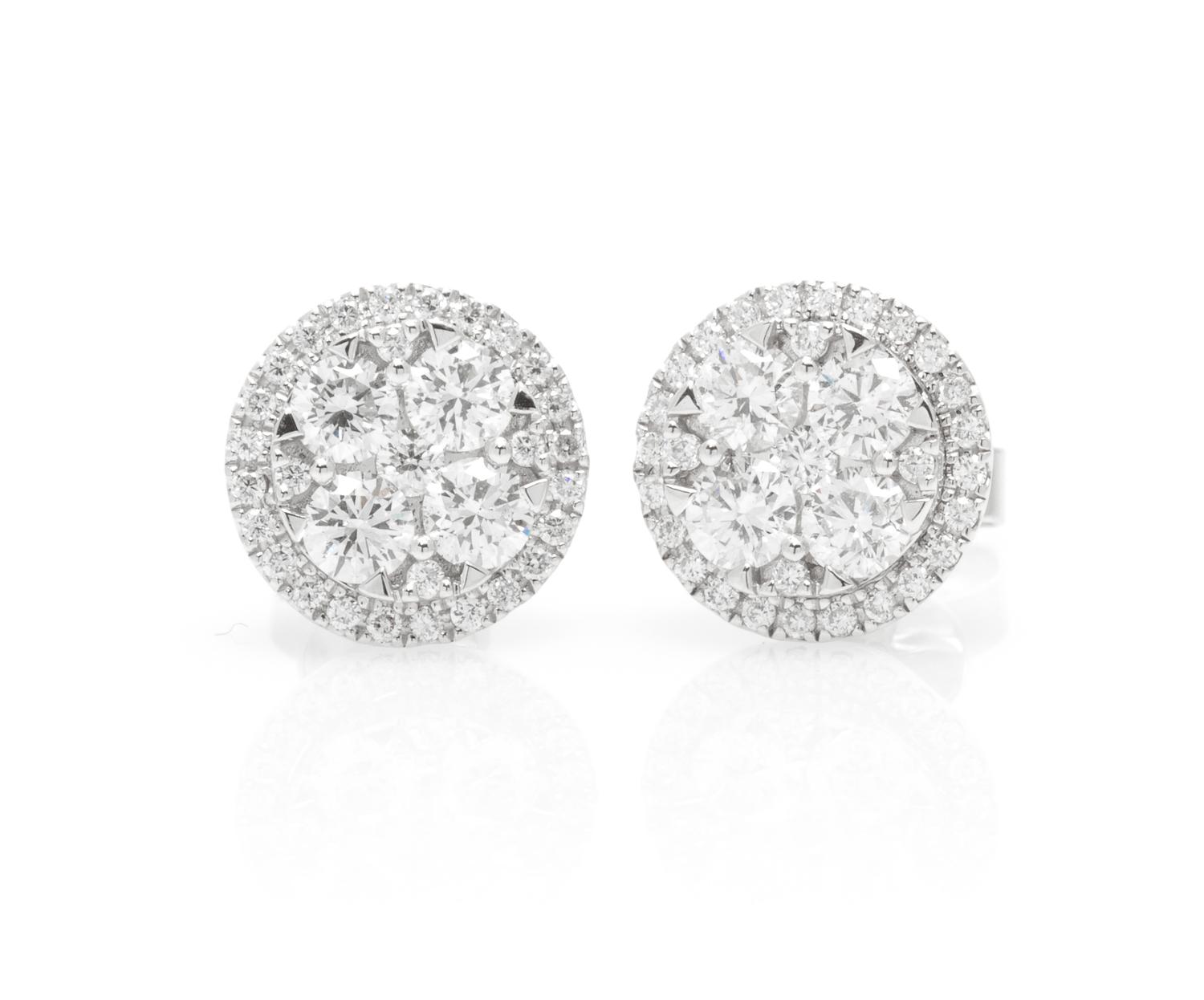 A Pair of 18 Karat White Gold and Diamond Earrings, 3.10 dwts.