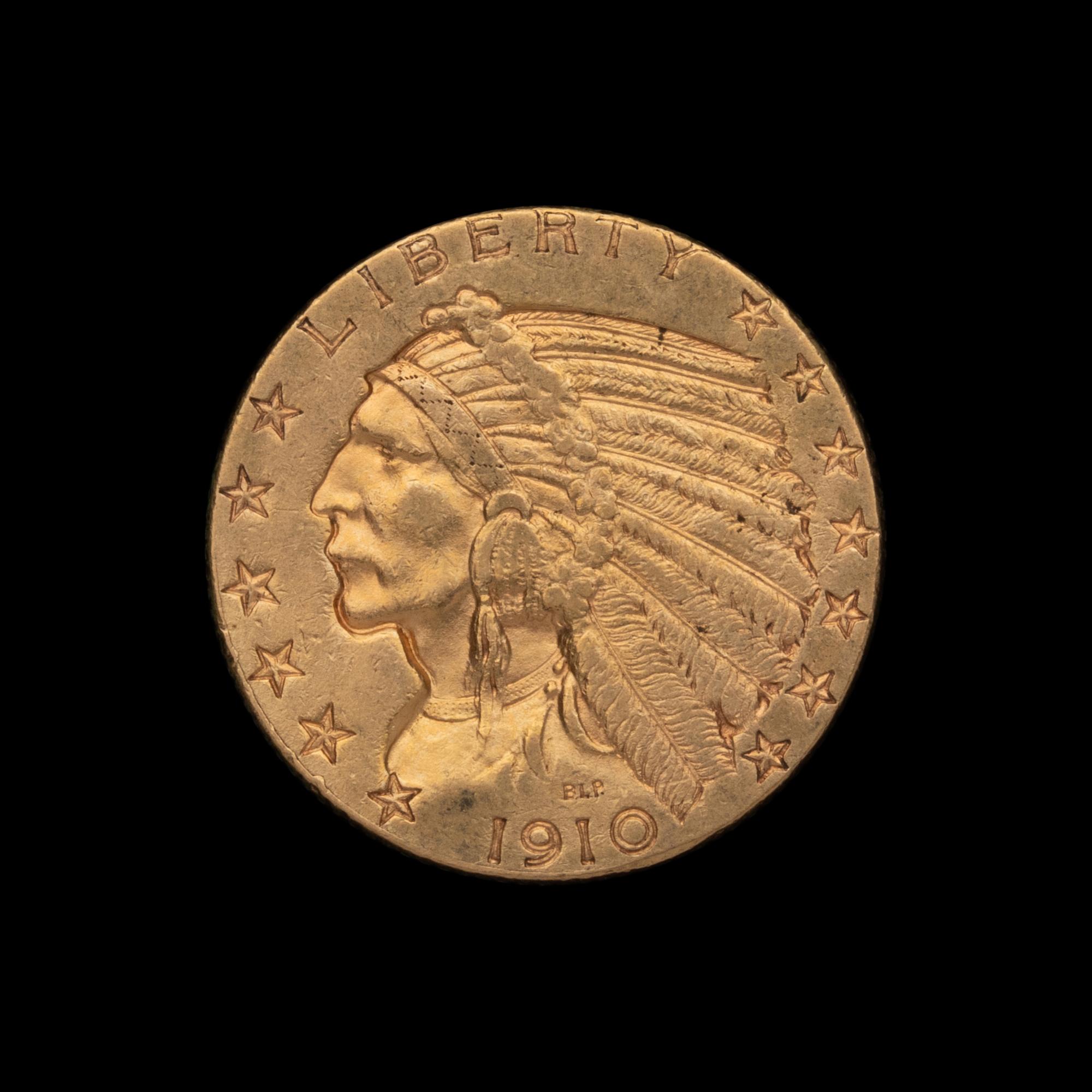 A 1910 Indian Head $5 Gold Coin