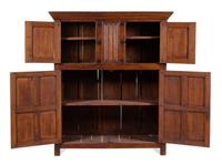 A Dutch Linen-Fold Carved Oak Cabinet Height 75 7/8 x width 59 x depth 22 inches. — 17TH CENTURY AND LATER