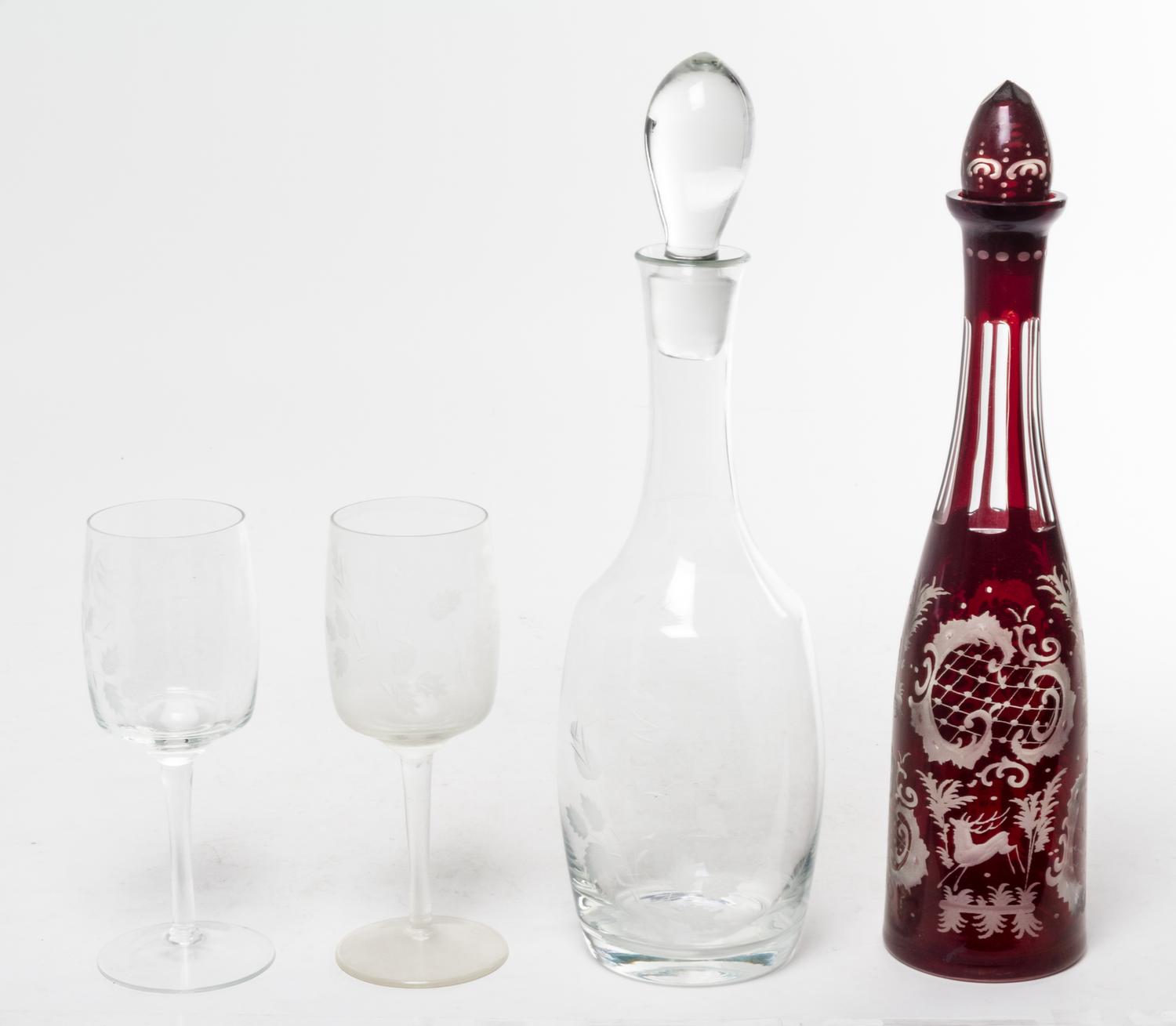 A Bohemian Cut to Clear Glass Decanter Height 14 3/4 inches. — 19TH/20TH CENTURY
