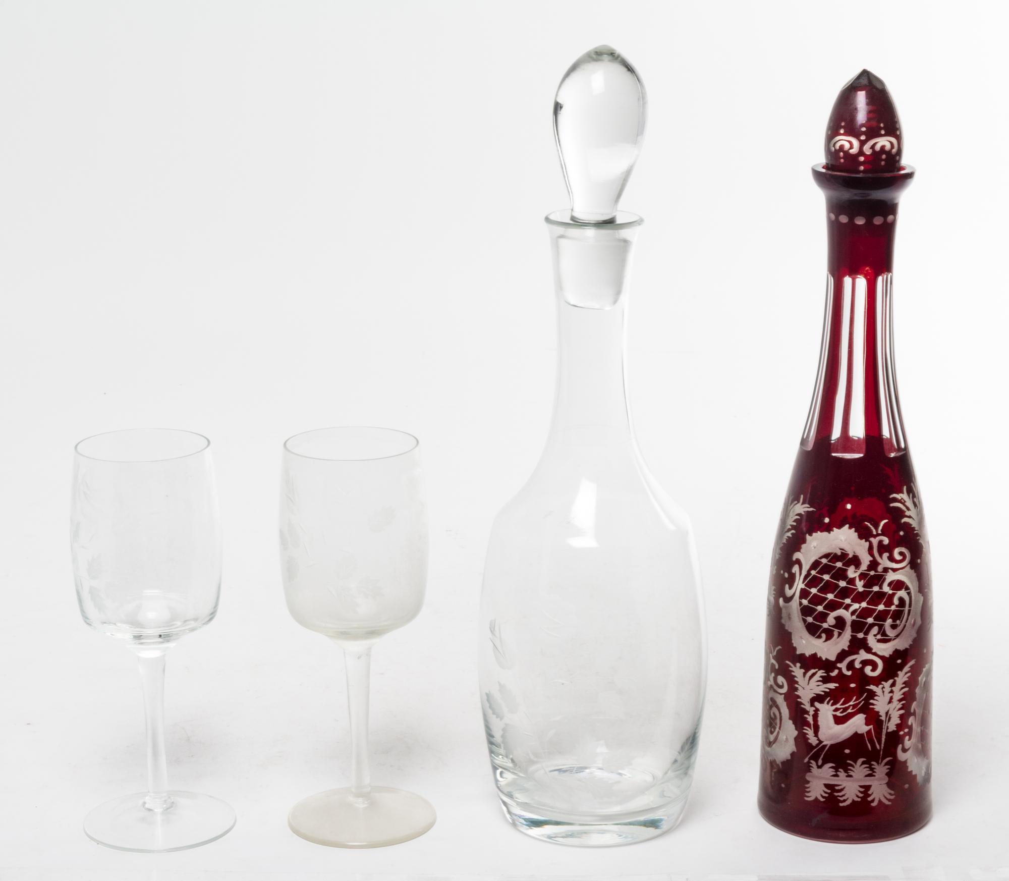 A Bohemian Cut to Clear Glass Decanter Height 14 3/4 inches. — 19TH/20TH CENTURY
