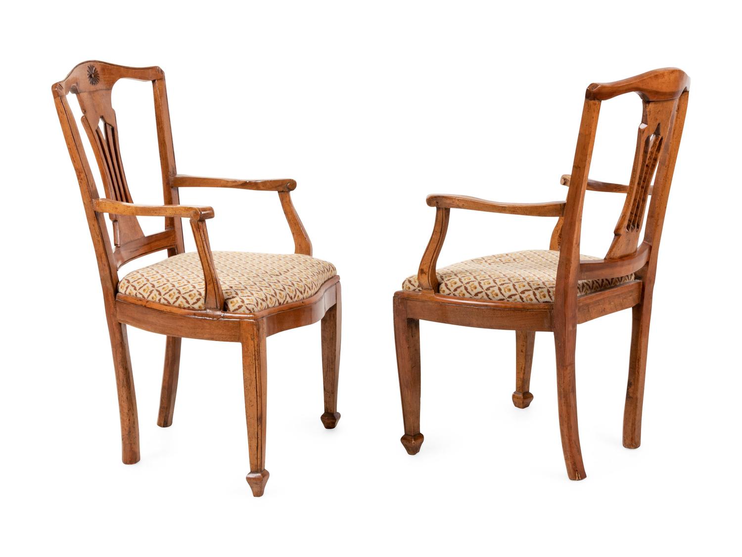 A Pair of Italian Fruitwood Armchairs