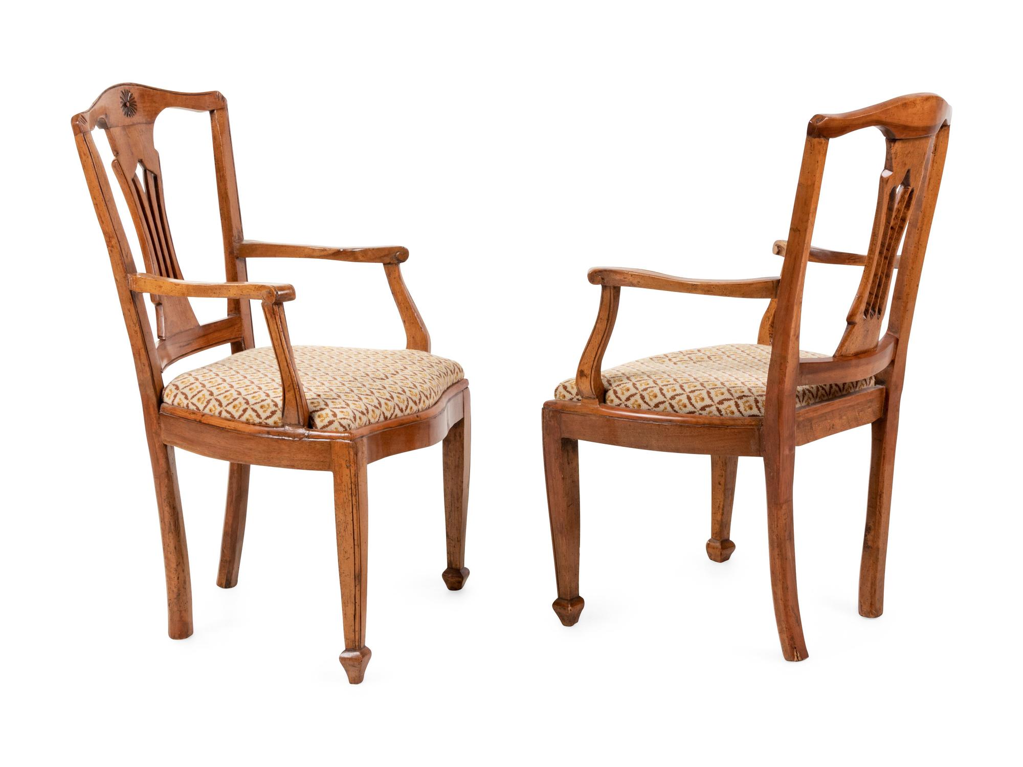 A Pair of Italian Fruitwood Armchairs