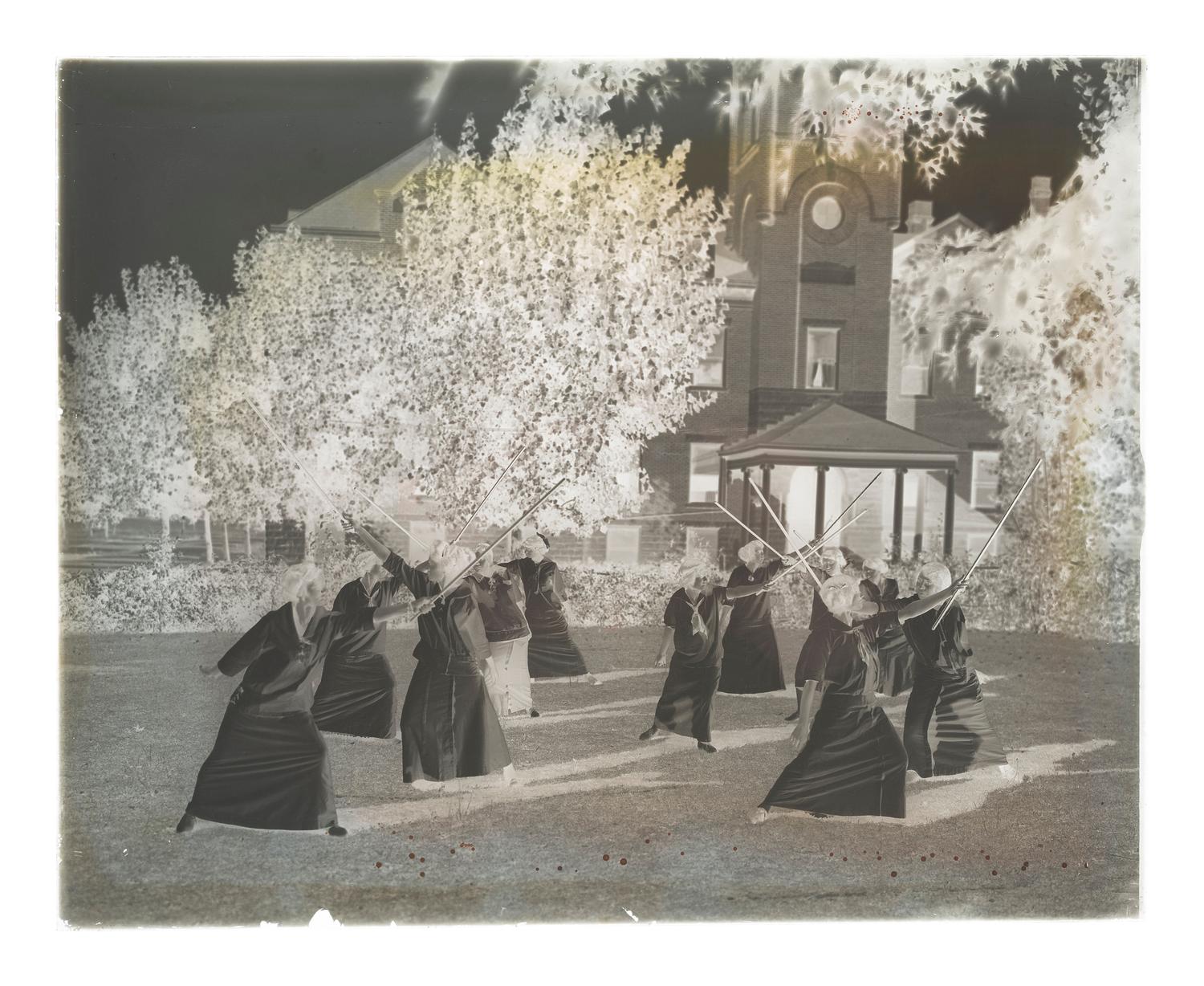 [EDUCATION]. 10 large format glass negatives featuring students at Wilberforce University.