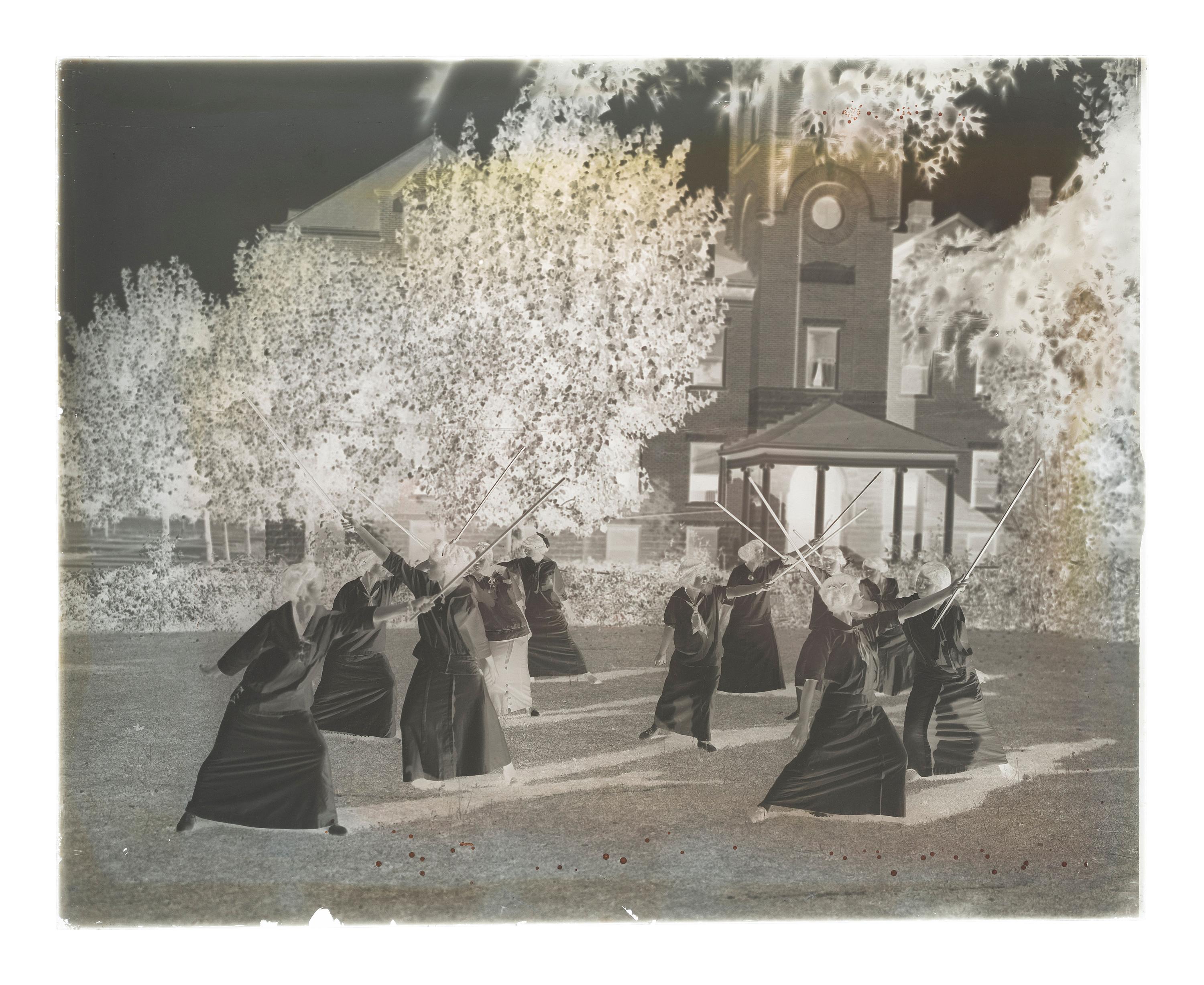 [EDUCATION]. 10 large format glass negatives featuring students at Wilberforce University.