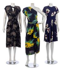 Three Floral Dresses, 1940s