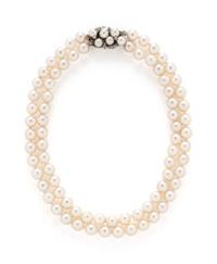 CULTURED PEARL AND DIAMOND CHOKER NECKLACE
