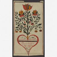 American School 19th century Fraktur Bookplate for Anna Freben Ternscieler, dated "1818"
