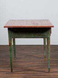 A Country Paint Decorated Pine Three-Drawer Farm Table