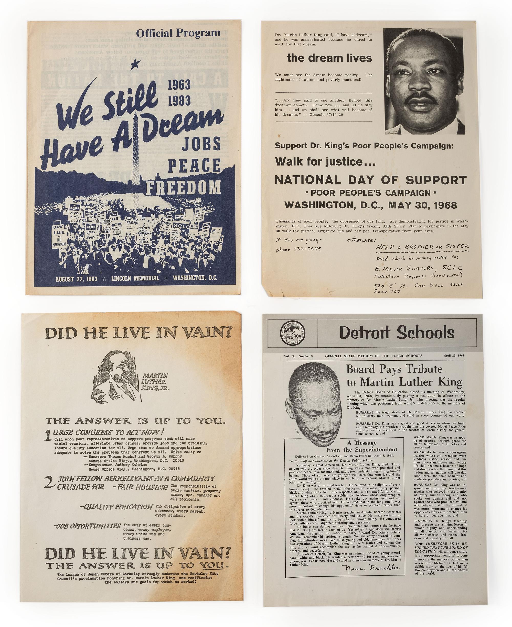 [KING, Martin Luther, Jr. (1929-1968)]. A group of pamphlets, flyers, and other ephemera related to the SCLC and King.