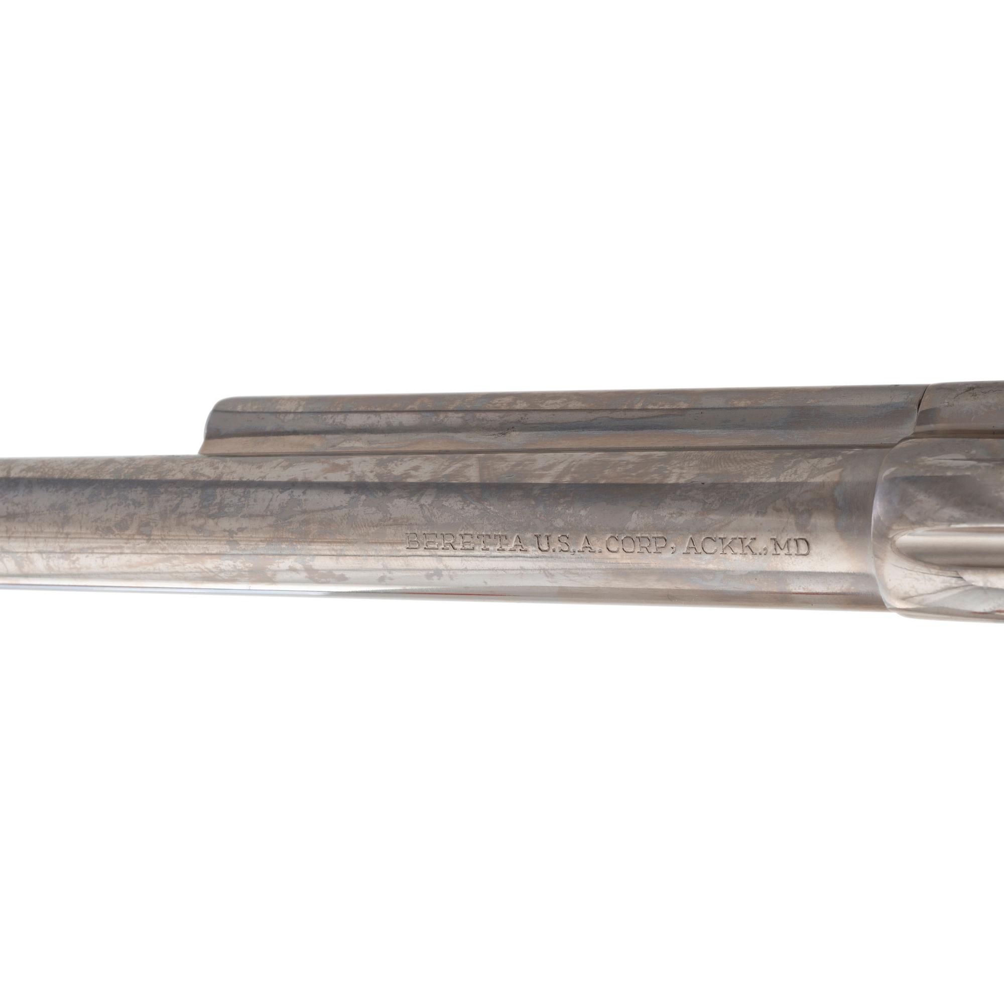 *Uberti-made Beretta Stampede Replica 7.5" Nickel Colt Bisley Revolver in .45 Colt