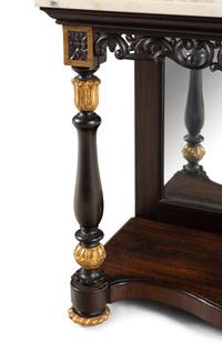 A Continental Parcel-Gilt Mahogany Marble-Top Pier Table