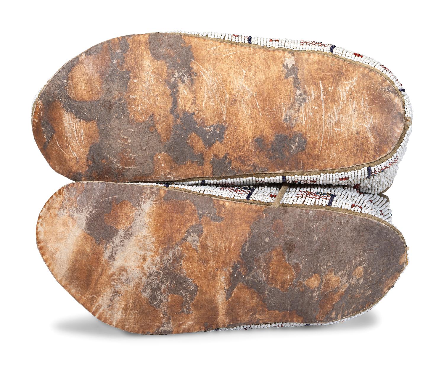 Sioux Beaded Hide Moccasins, with American Flags