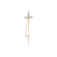 DIAMOND, TURQUOISE AND SEED PEARL JABOT