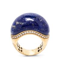 An 18 Karat Yellow Gold, Lapis Lazuli and Diamond Bombe Ring, Roberto Coin,