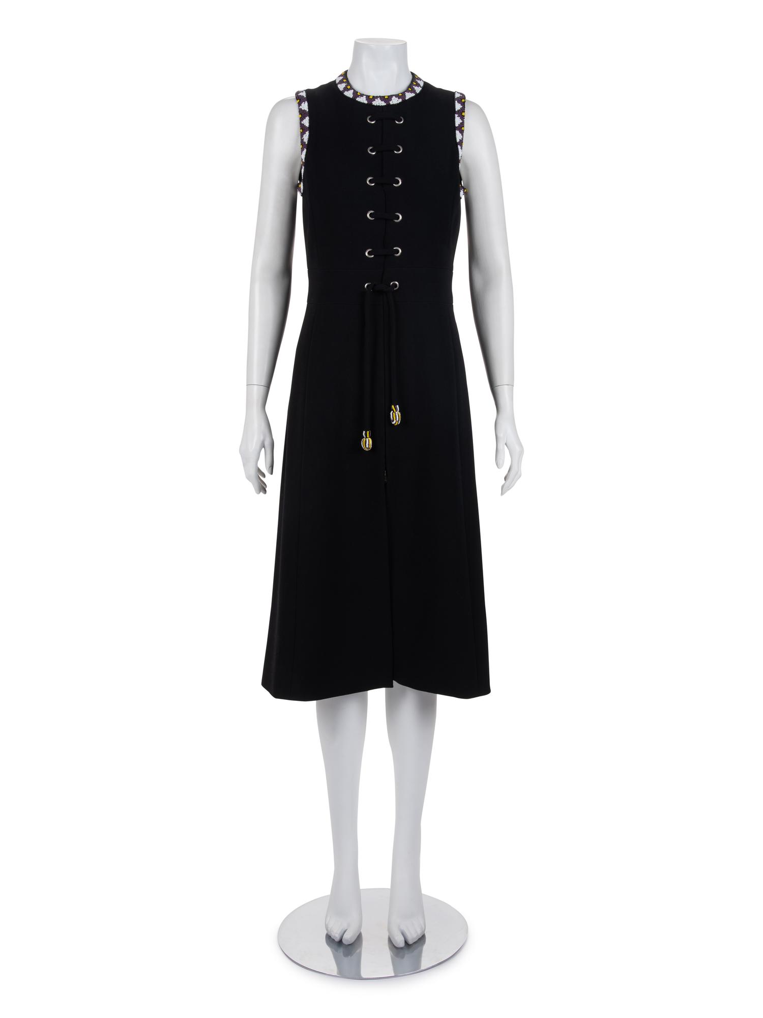 Louis Feraud Wool and Bead Trimmed Dress, 1970-90s