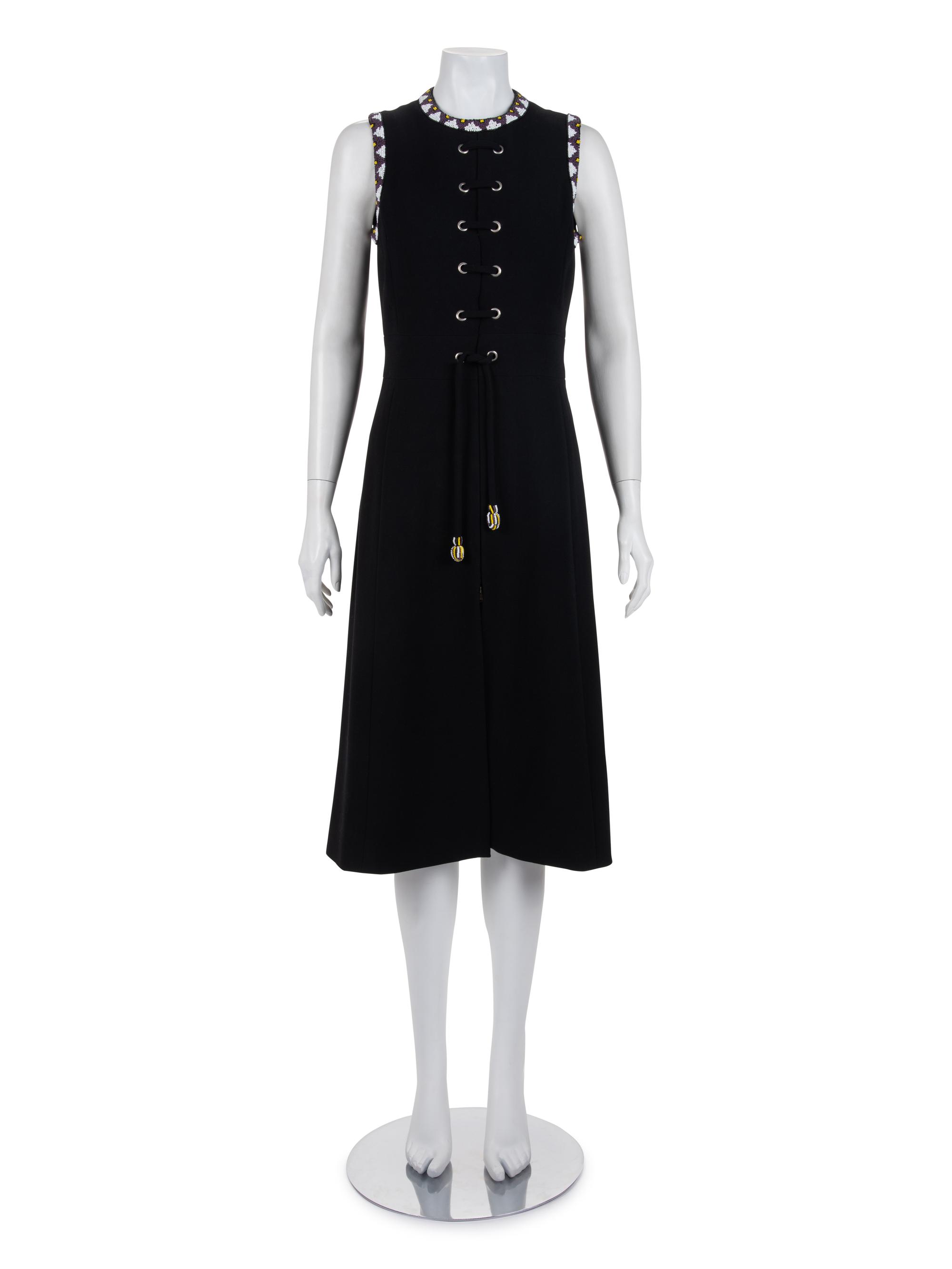 Louis Feraud Wool and Bead Trimmed Dress, 1970-90s