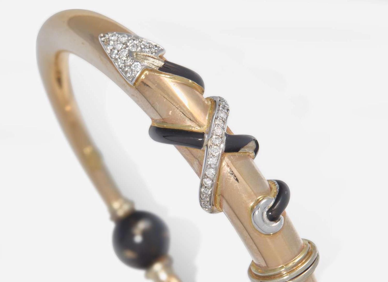 An 18K Rose Gold, Diamond, and Enamel Bracelet by La Nouvelle Bague