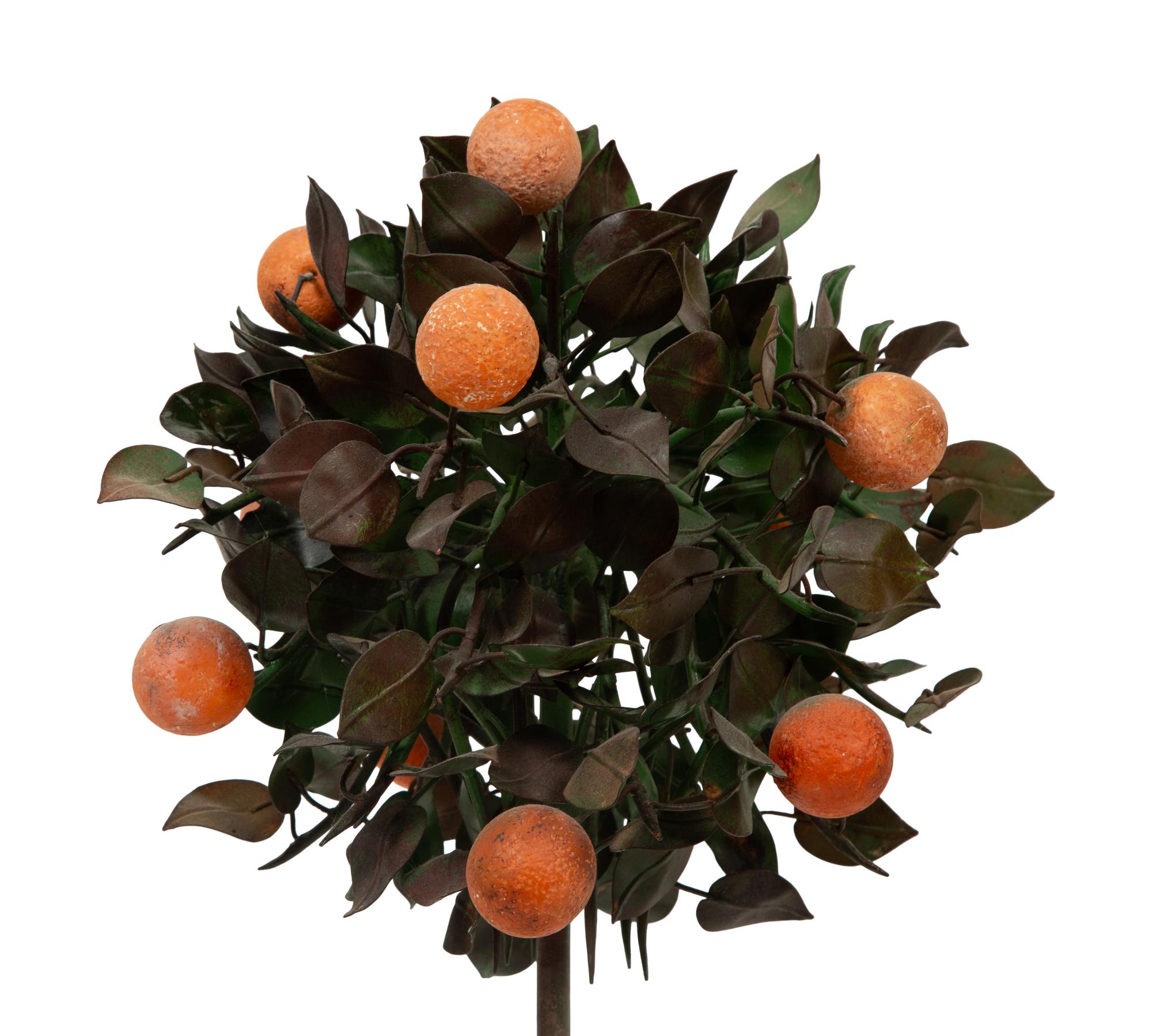 A Pair of Tole Peinte Orange Tree Topiaries
