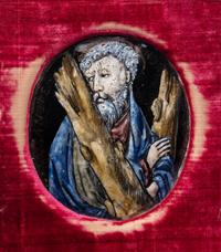 A Continental Enameled Plaque Depicting St. Andrew