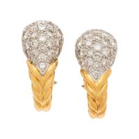 DIAMOND, PLATINUM, AND YELLOW GOLD EARRINGS