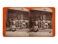 [NATIVE AMERICANS]. Group of Navajo Indians from Northern Arizona, with samples of Blankets made by them . Salt Lake City, UT: C.R. Savage, ca 1875.